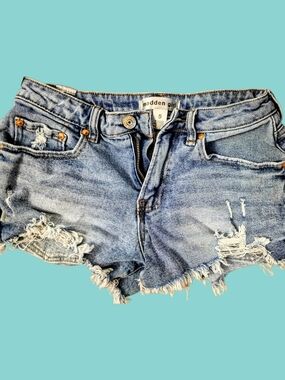 Madden Girl Light Blue Distressed Denim Cutoff Shorts